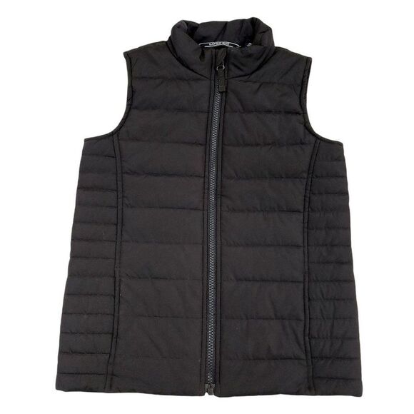 Lands' End Kids Puffer Vest Size Medium (5-6) Black Full Zip Snap Insulated - Picture 1 of 8